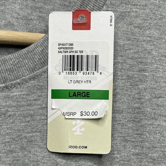 Izod Saltwater Shoreside Brewery Graphic Tee L Heather Grey - Picture 4 of 8